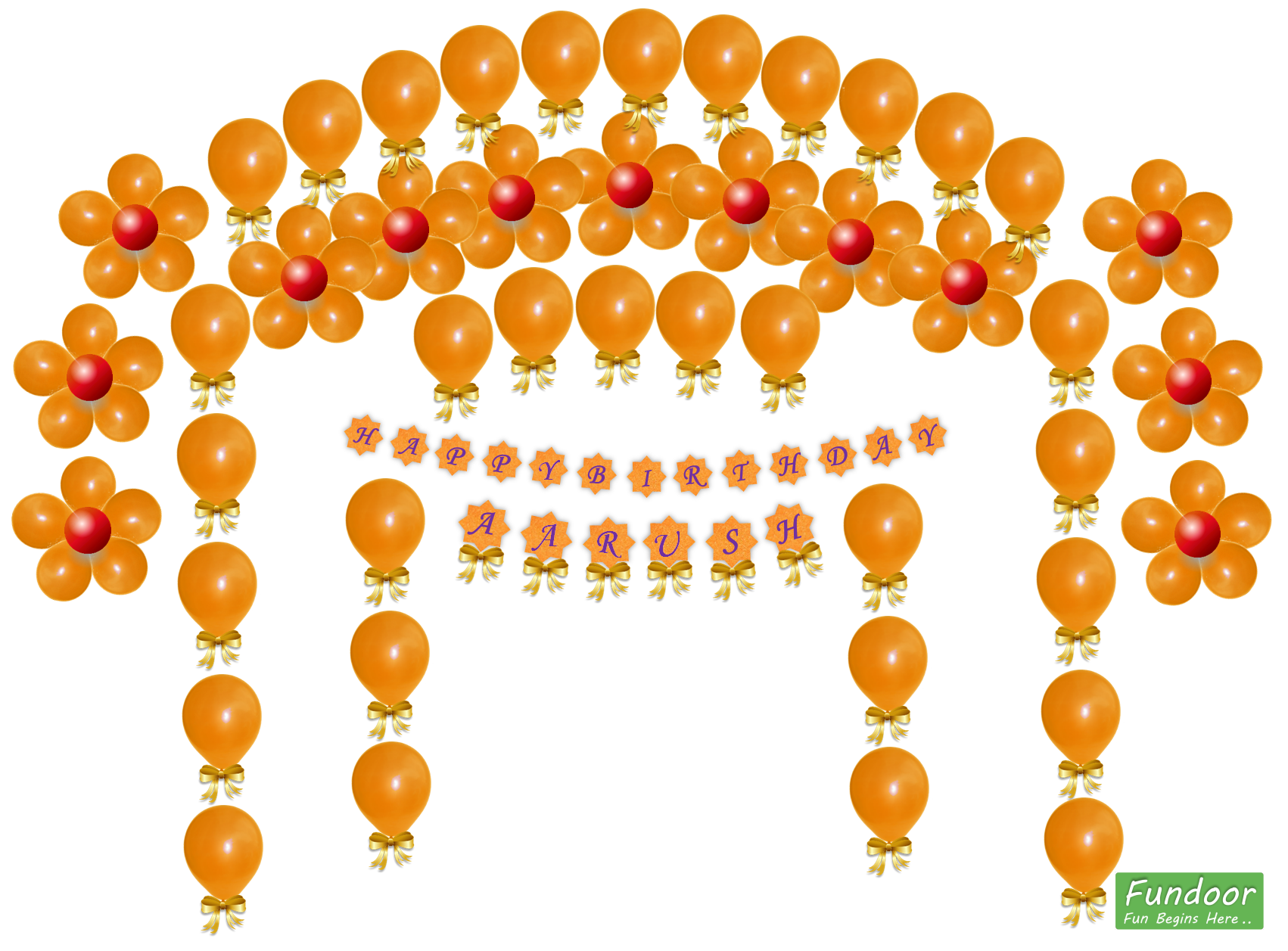 Fundoor Fun Begins Here Orange Color Party Theme Birthday